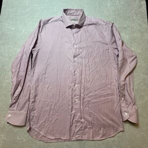 Canali 1934 Impeccable Mens Dress Shirt Size 43/17 Purple WhiteLong Sleeve Italy